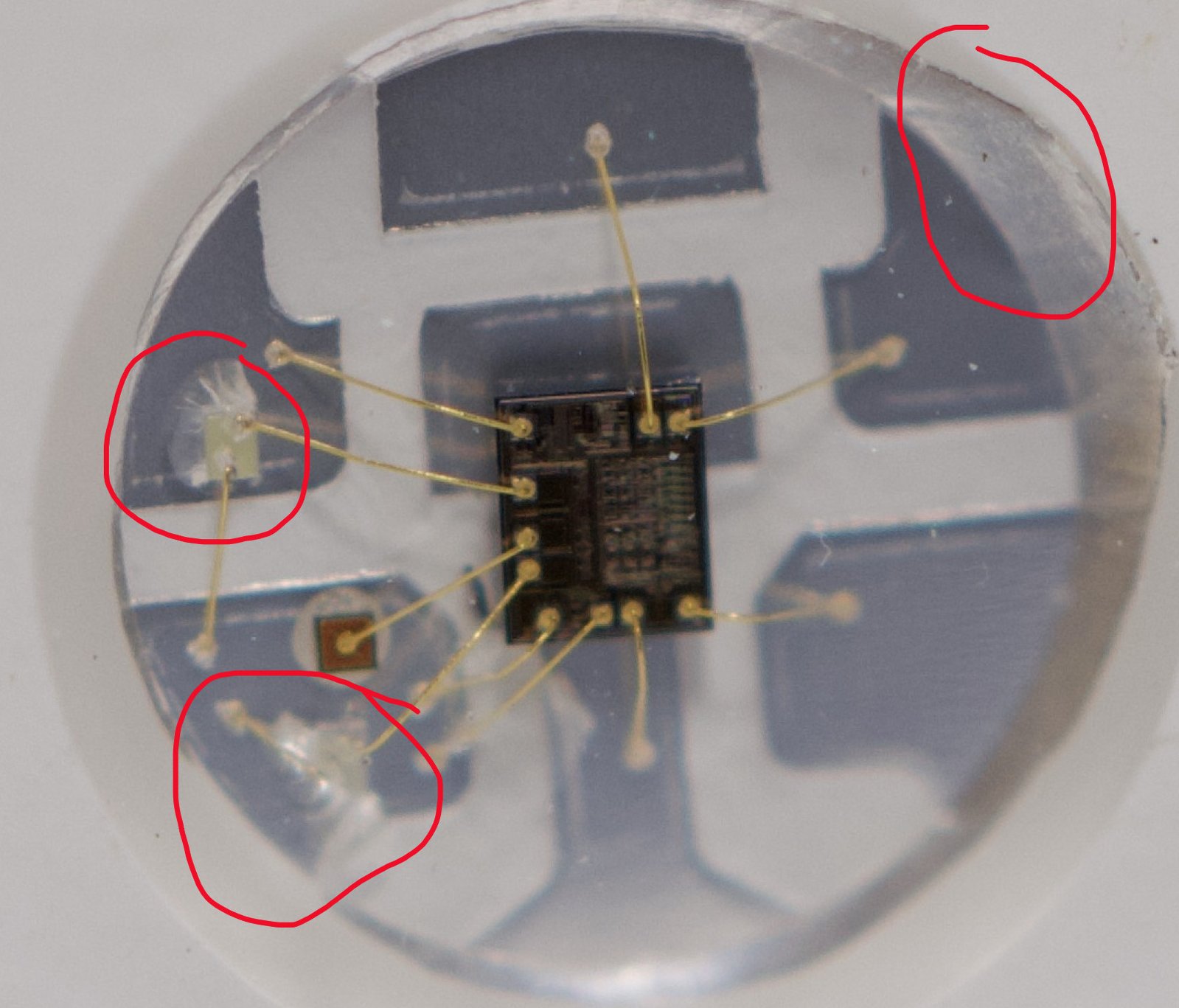 close up of LED with fractures