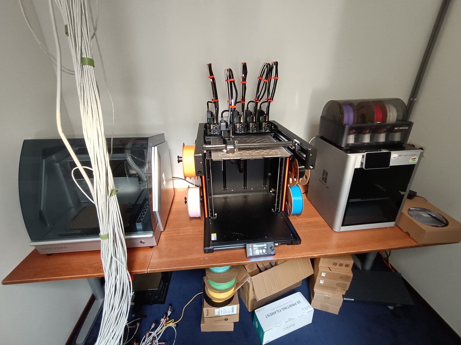New 3D printer and CNC room! Since then, we got another printer. You can never have too many printers, especially when prototyping new things.
