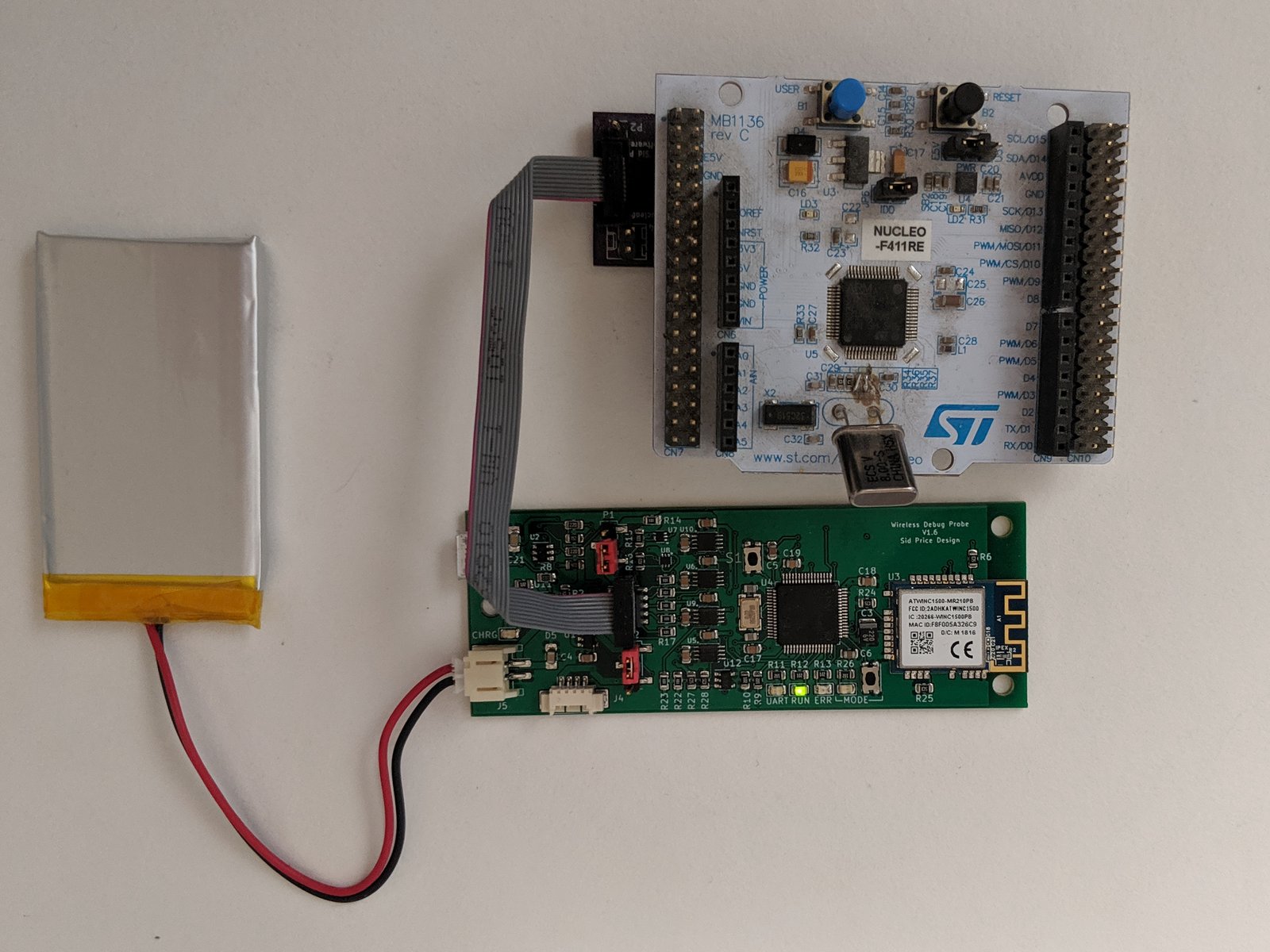 ctxLink Attached to a Nucleo-F411RE Evaluation Board