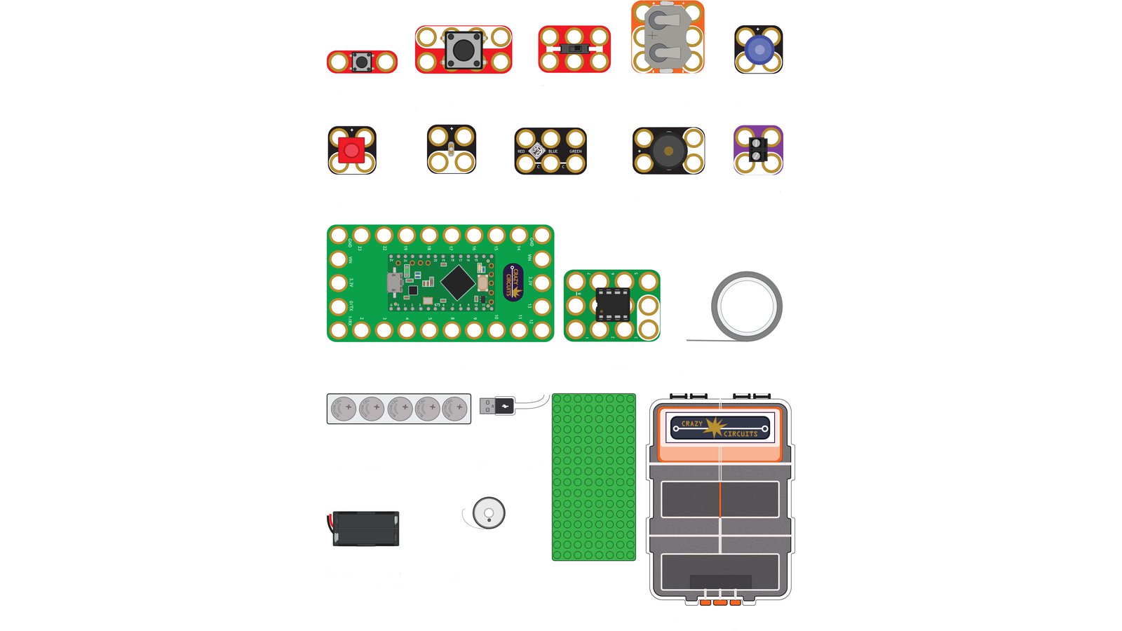  Brown Dog Gadgets Crazy Circuits Bit Board Basic Kit - Microbit  Not Included - STEM Learning & Programming for Ages 10+ - Building Brick  Compatible - Expandable Interface Points : Toys & Games