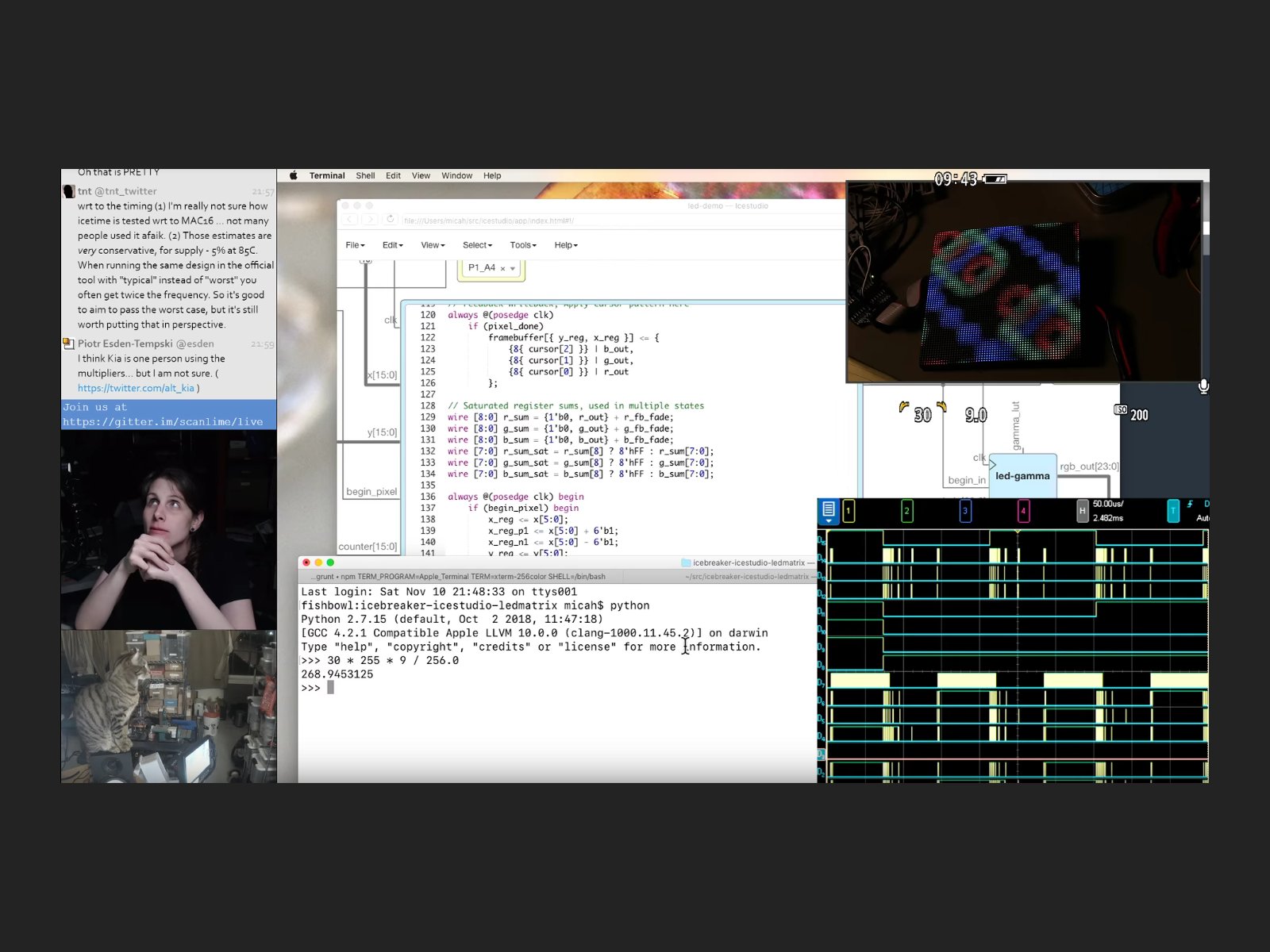 Screenshot from Scanlime FPGA Live stream