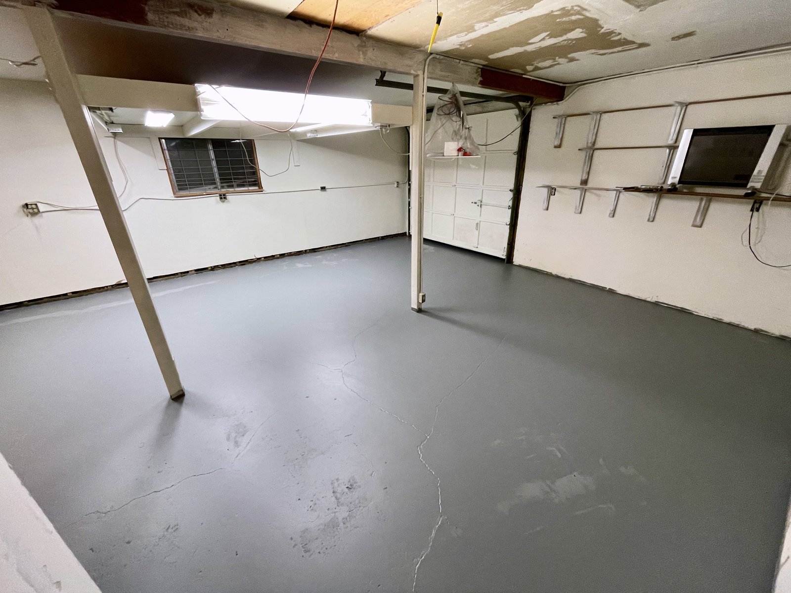 New workshop space after we painted the concrete floor
