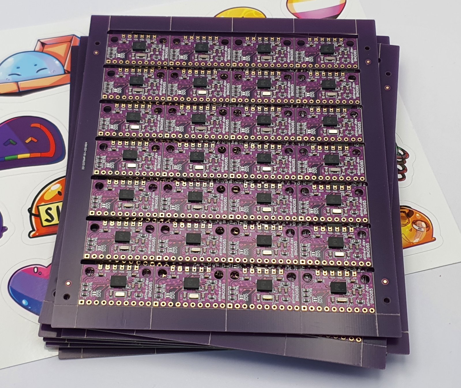 Panels of BNO085 modules as they come from the manufacturer