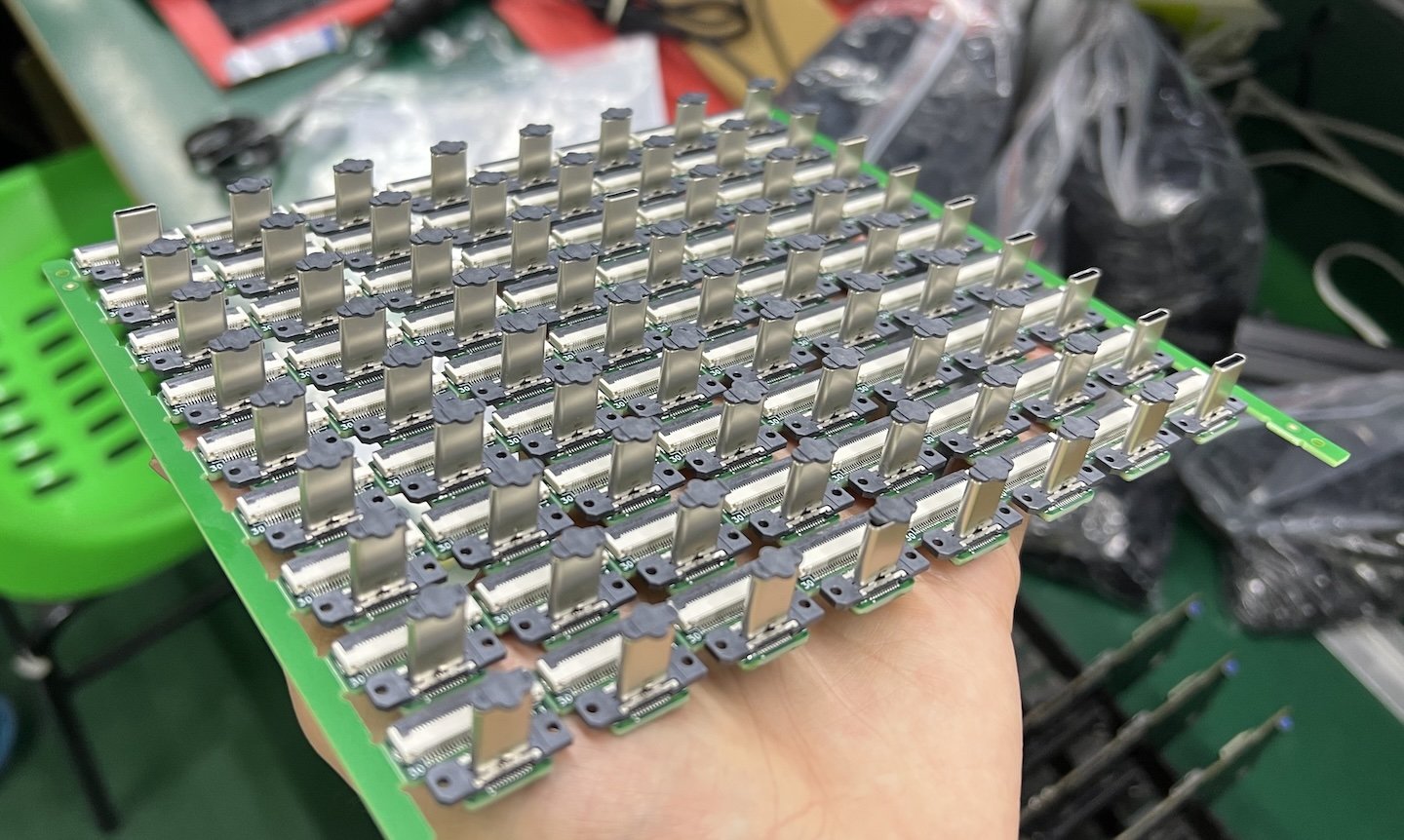 A panel of Dock USB-C boards. A full panel has 80 pieces.
