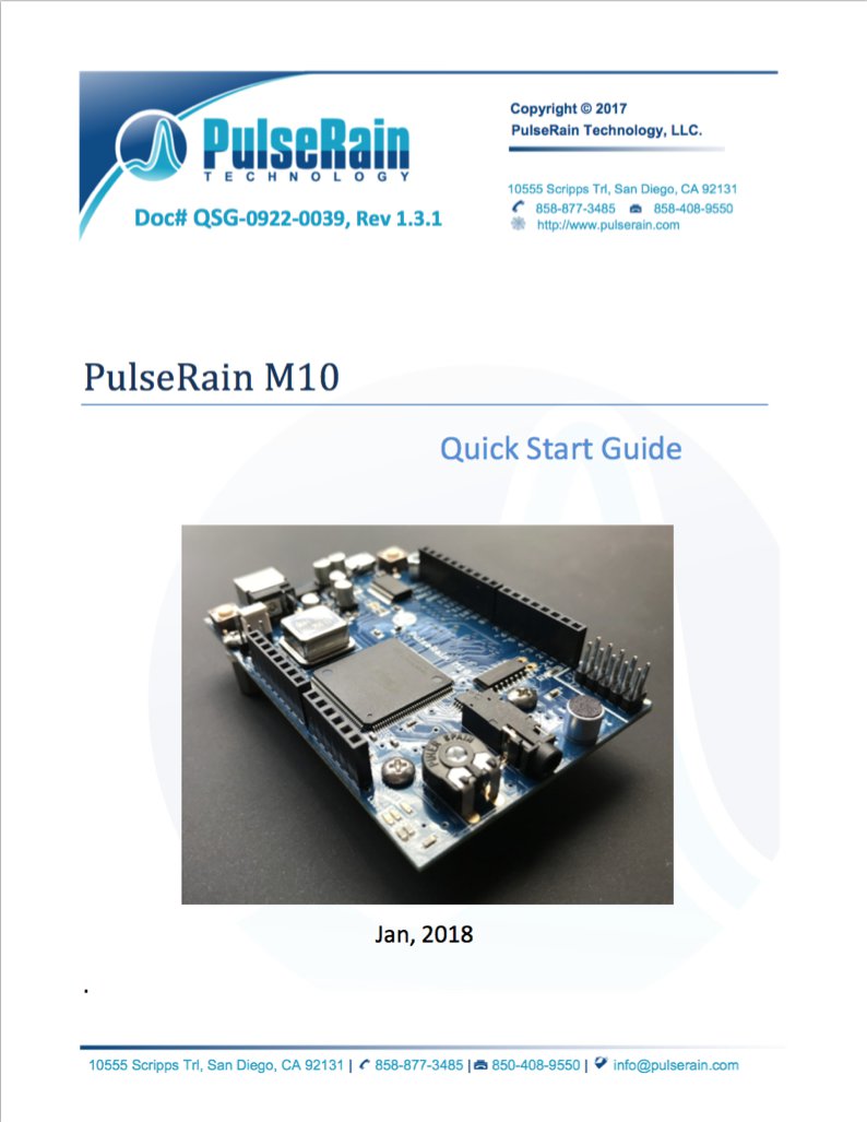 The front page of the PulseRain M10 Quick Start Guide.