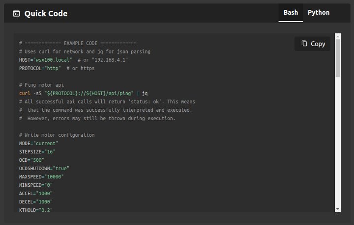 Quickstart guide code generation pane