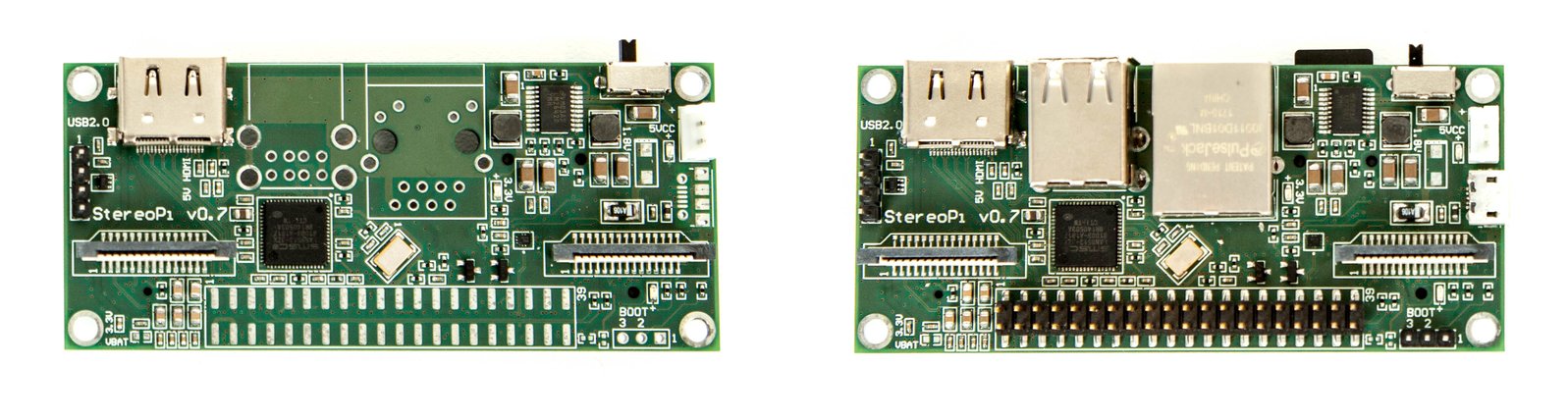 StereoPi Slim Edition (left) and StereoPi Standard Edition (right)