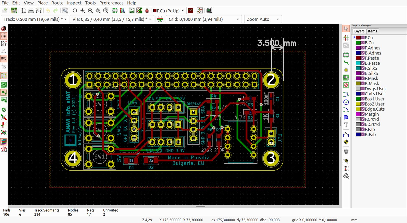 ANAVI Info uHAT KiCad