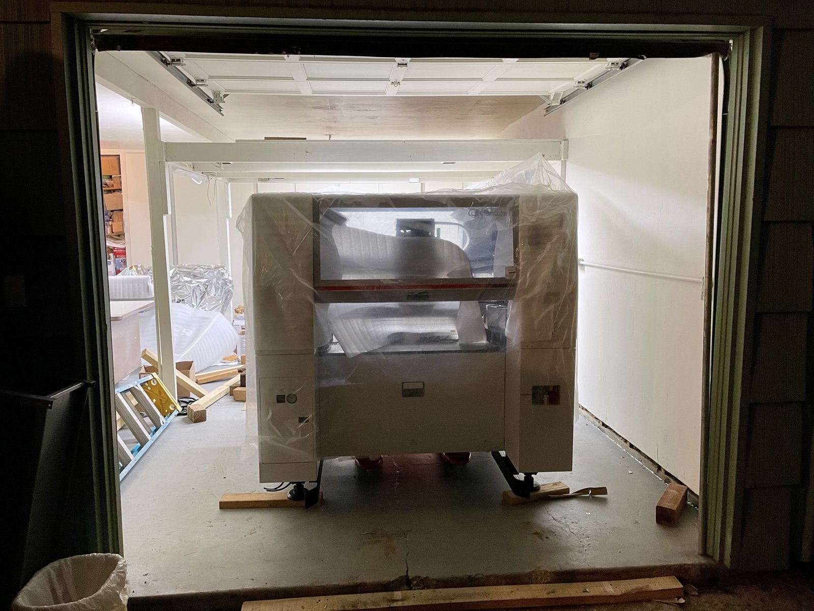 Hanwha SM482Plus - Uncrated and unpacked in the workshop entrance