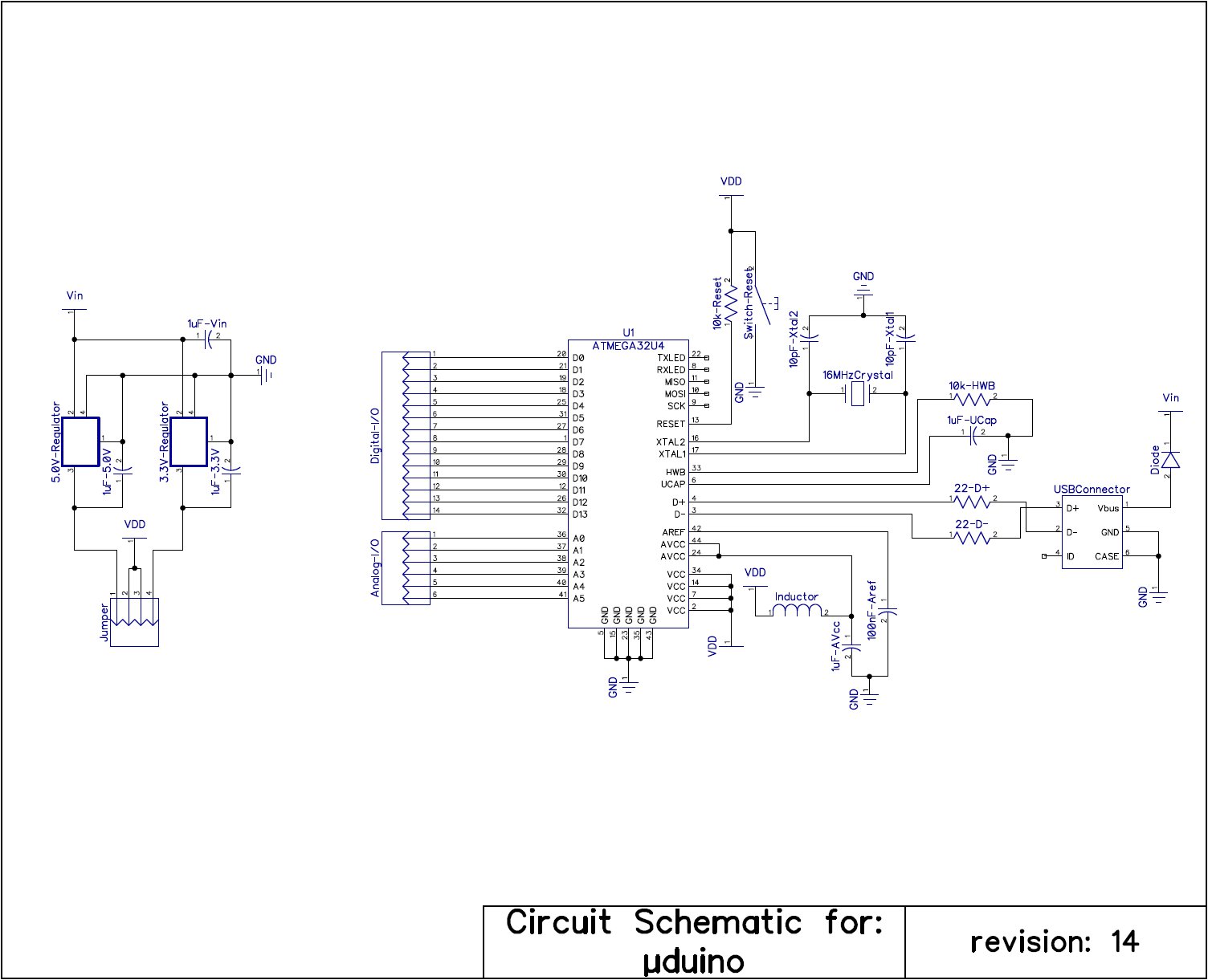 Schematic for the final µduino.