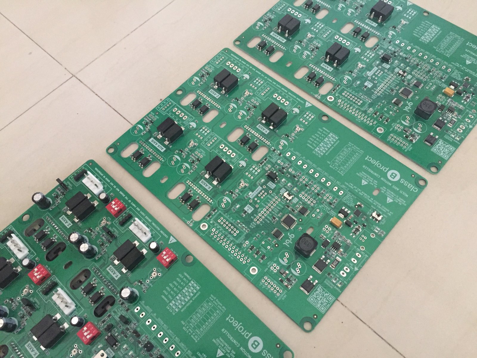 Partially assembled boards.