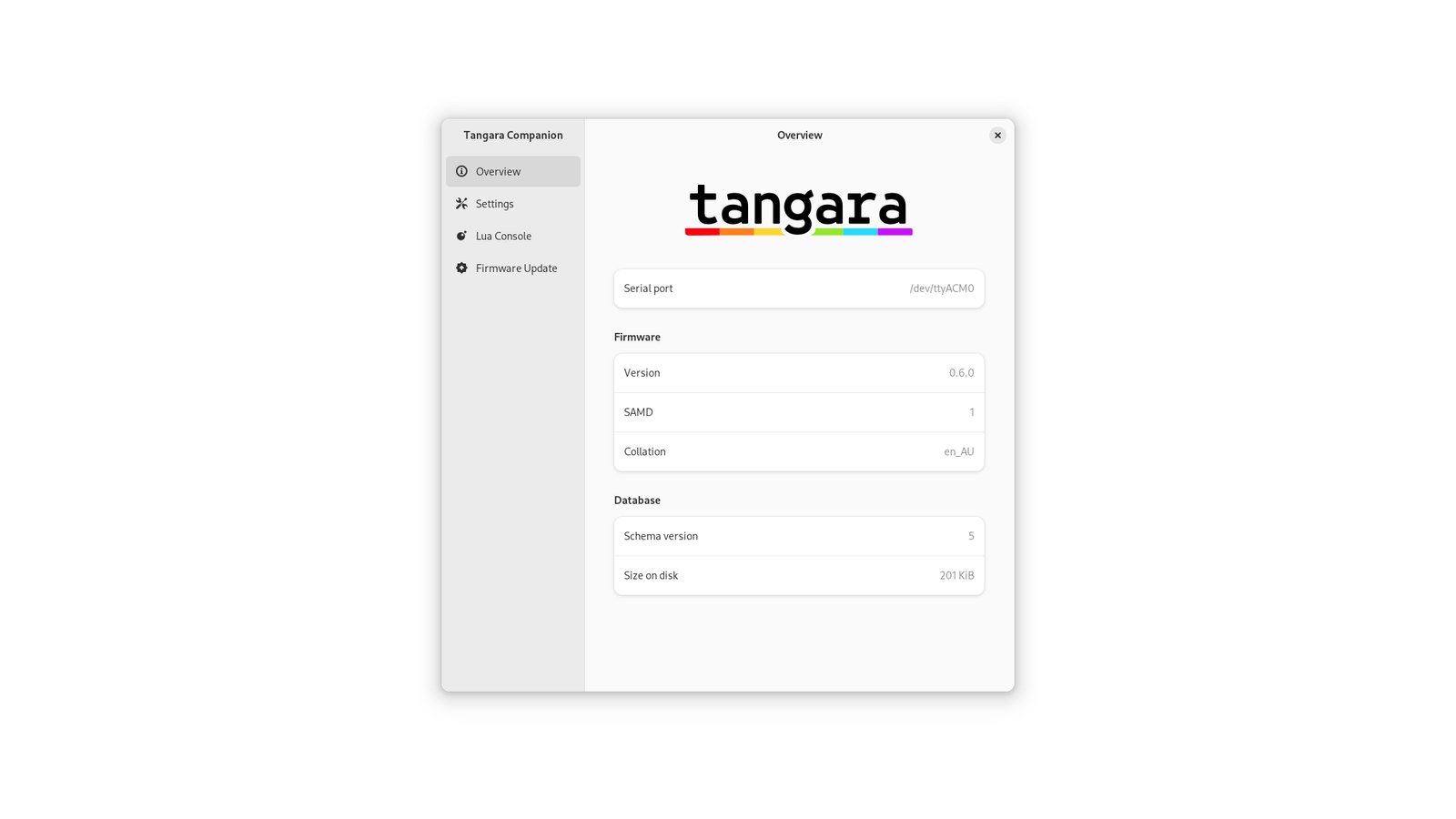 Tangara desktop companion