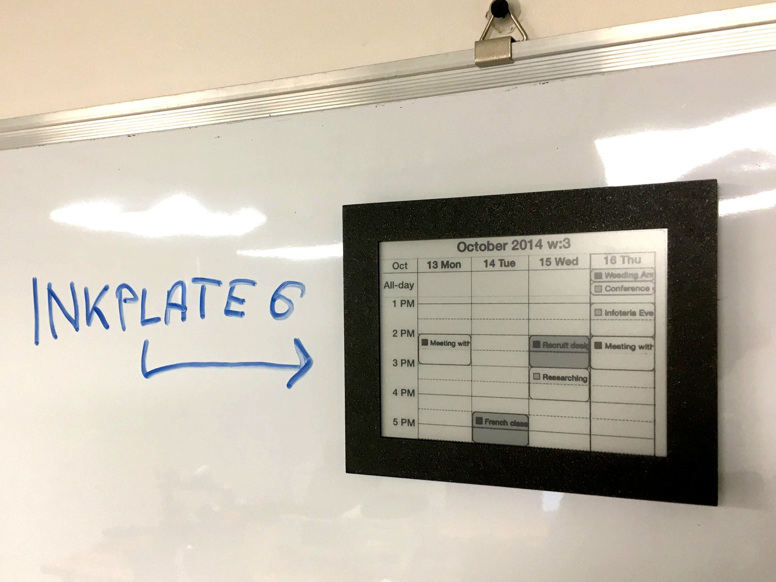 Case next to a whiteboard