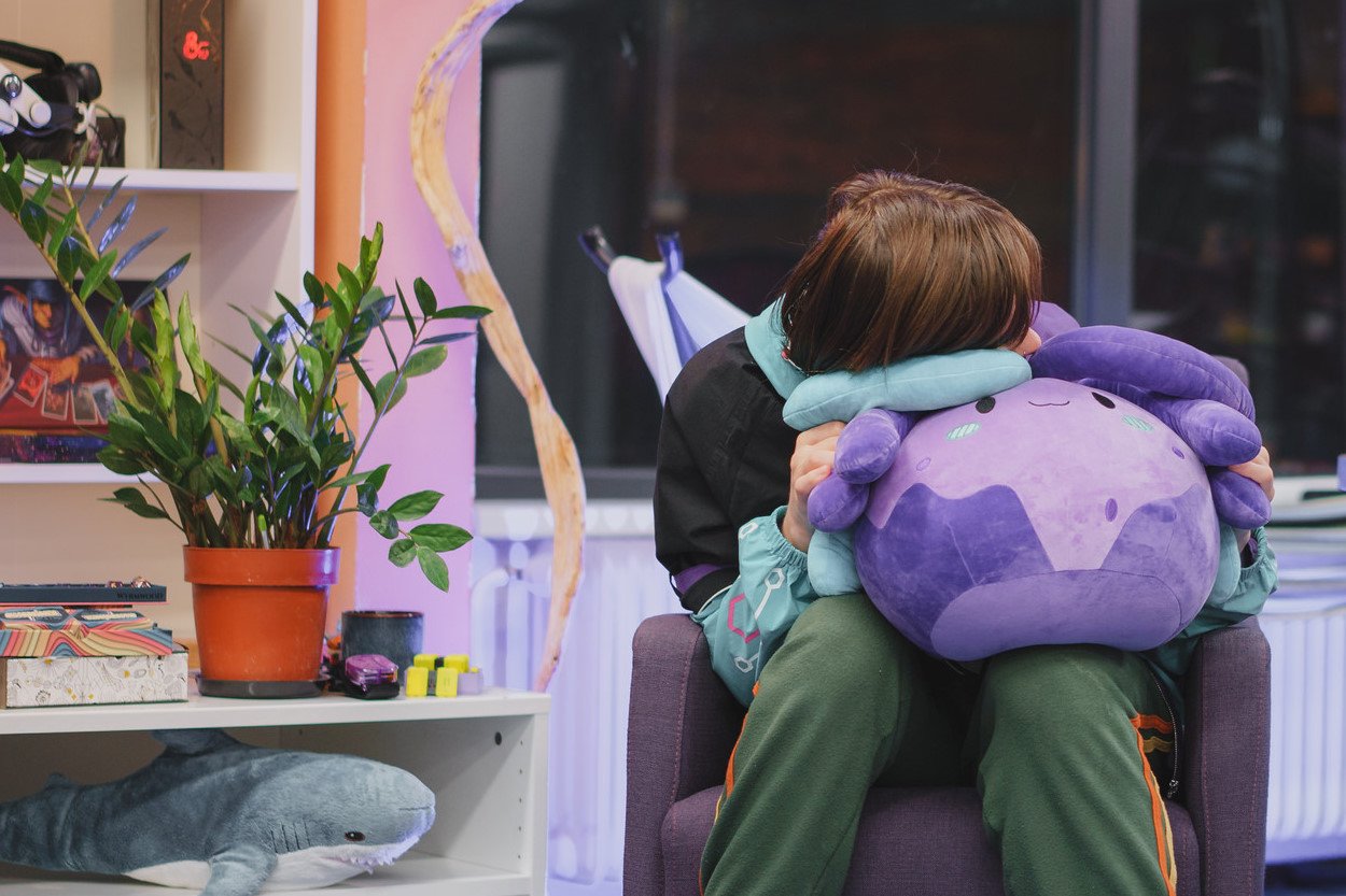 The new plushie is very huggable but firm!