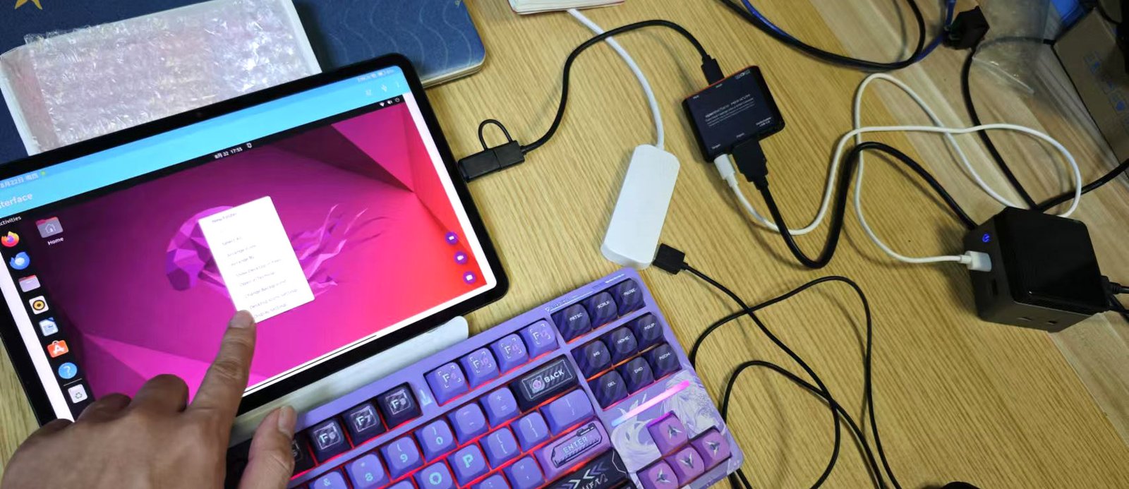 Using just our fingertips to KVM control a Linux computer from an Android tablet. Nice!