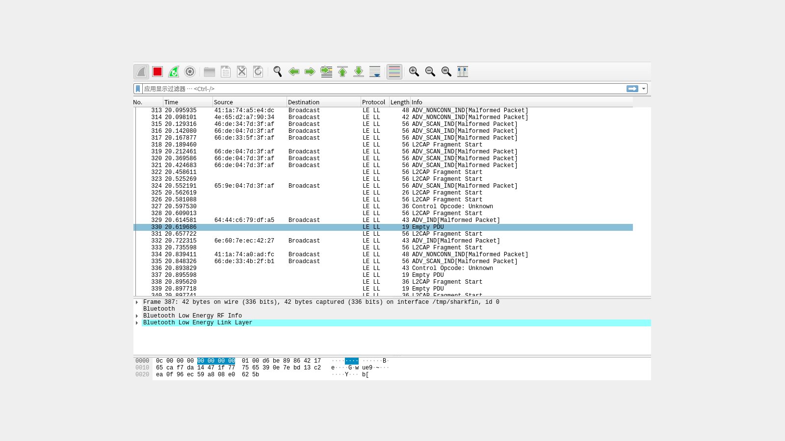 AntSDR E200 sniffs Bluetooth