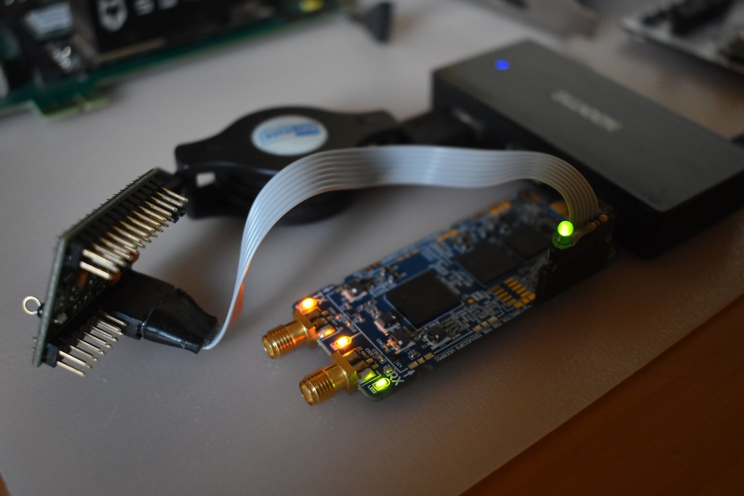 LimeSDR Mini 2.0 connected to a JTAG cable