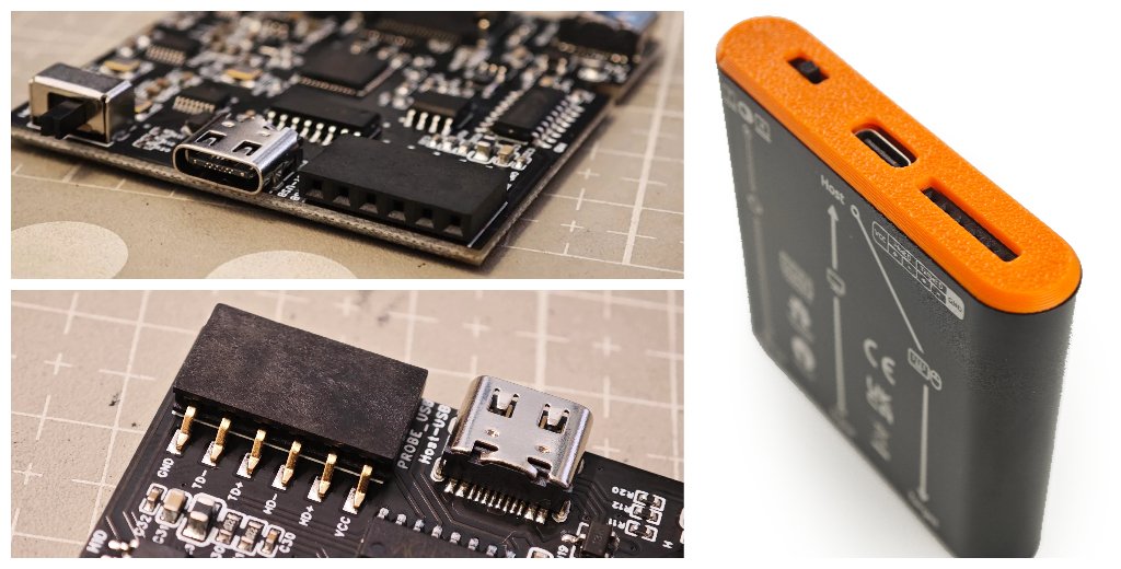 The VCC, GND, Target D+, Target D-, Host D+, and Host D- pins—where ‘D’ stands for USB data.