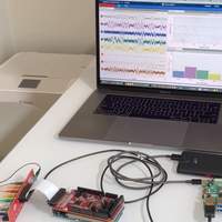 HackEEG connected to a Raspberry Pi 4 sending Lab Streaming Layer data over WiFi
