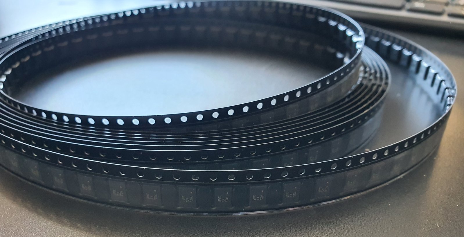 A cut reel of 500 BNO085's