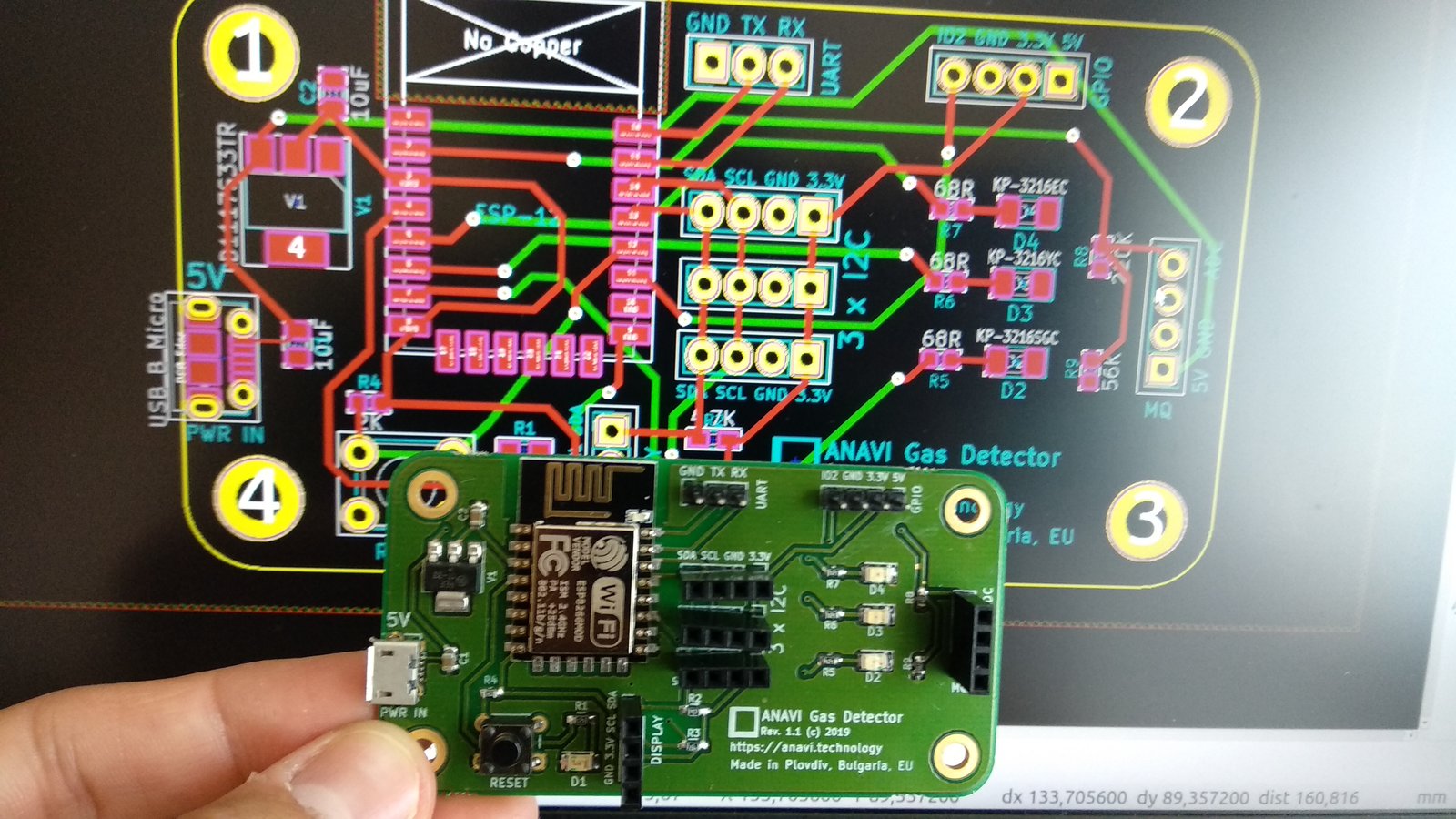 ANAVI Gas Detector schematic and board