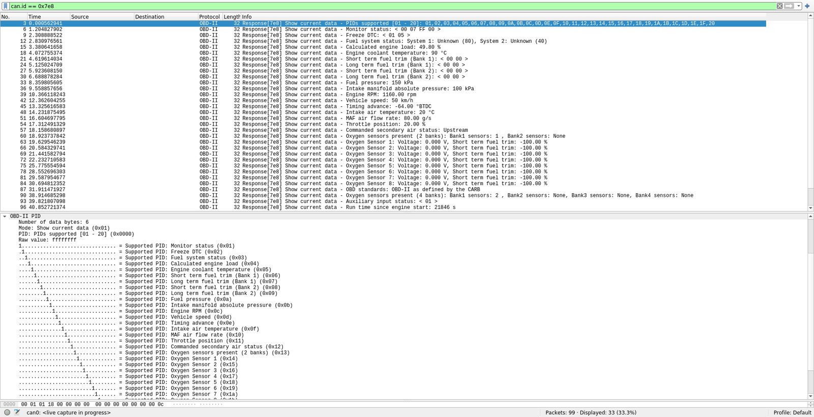 Capturing CAN frames in Wiresharks in Wireshark