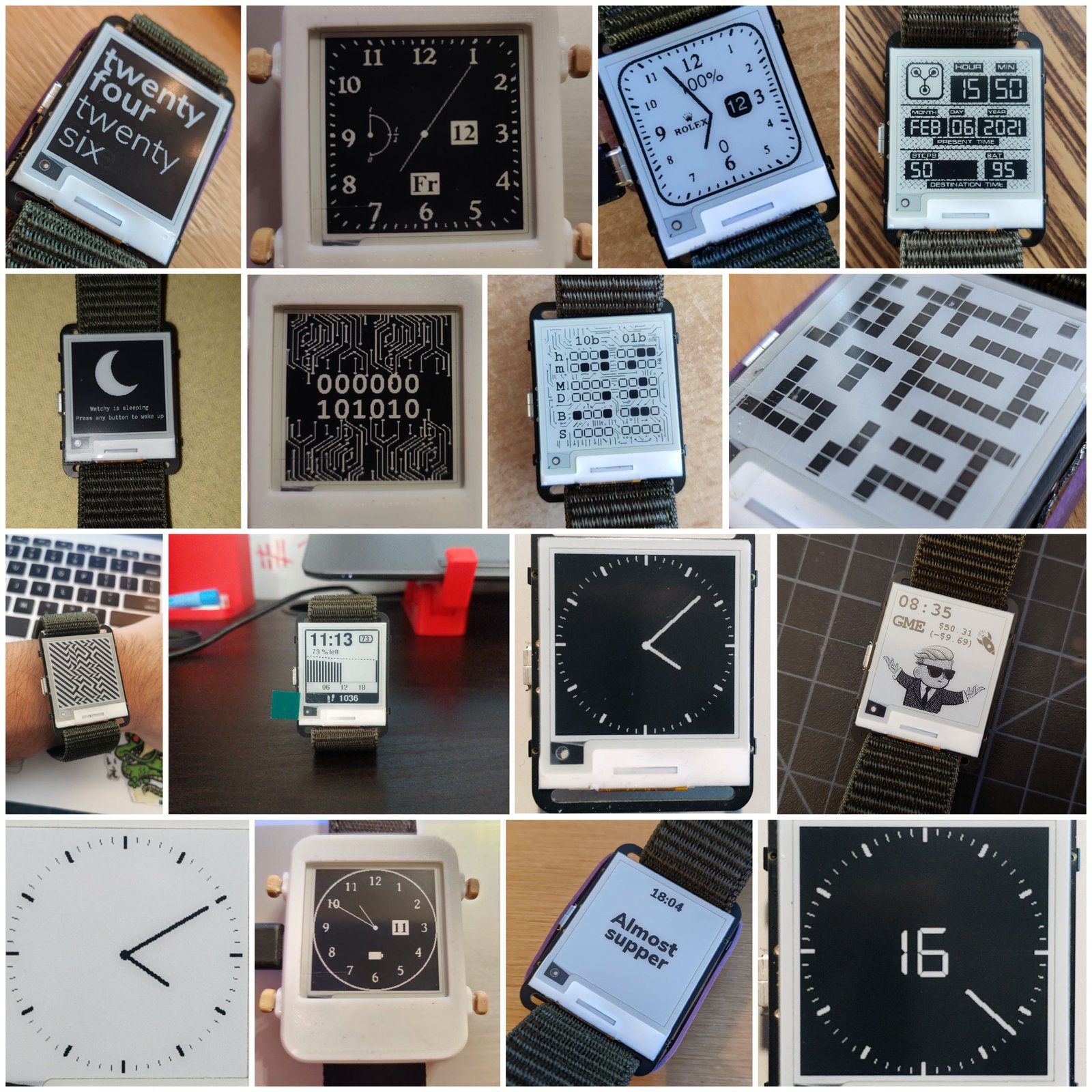 Collage of community-designed watch faces