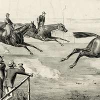 Currier and Ives horse race print