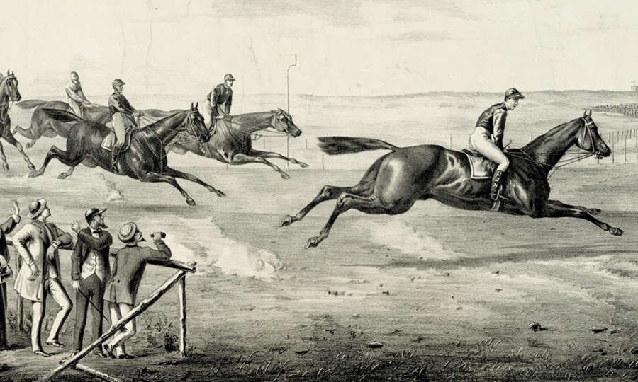 Currier and Ives horse race print