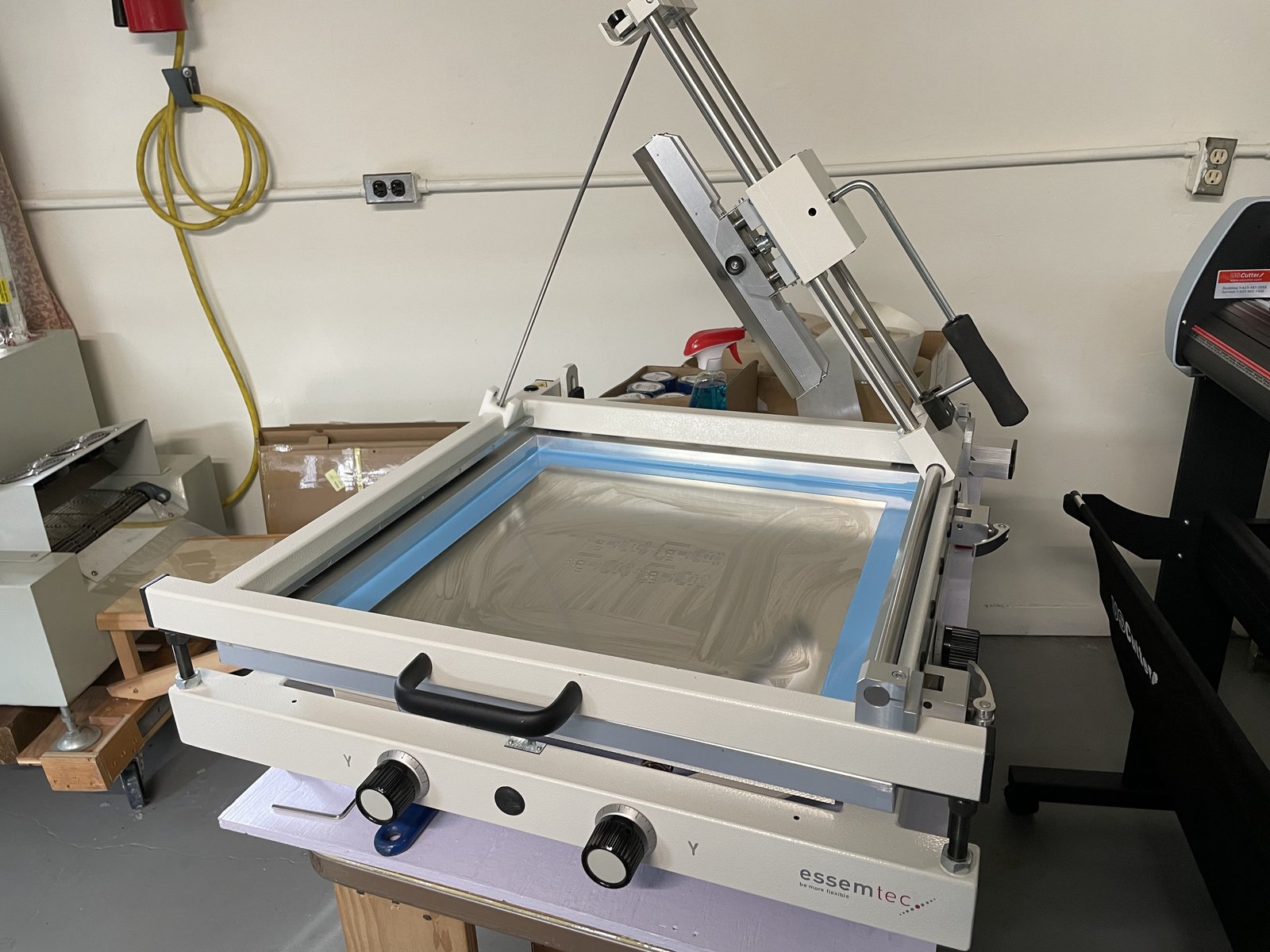 Essemtec manual stencil printer donated by Tom Keddie to the project