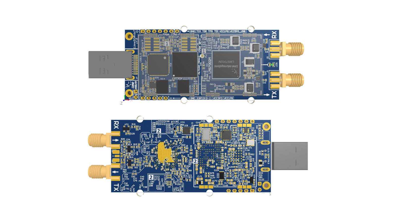 LimeSDR Mini (Top and Bottom Renders)