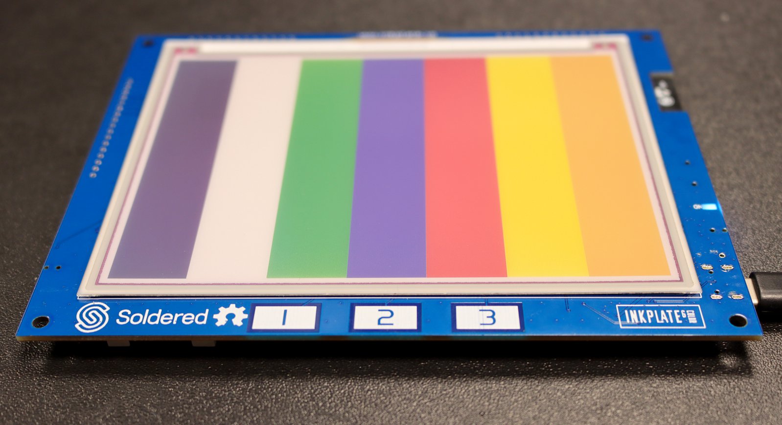 Inkplate 6COLOR displaying color bars