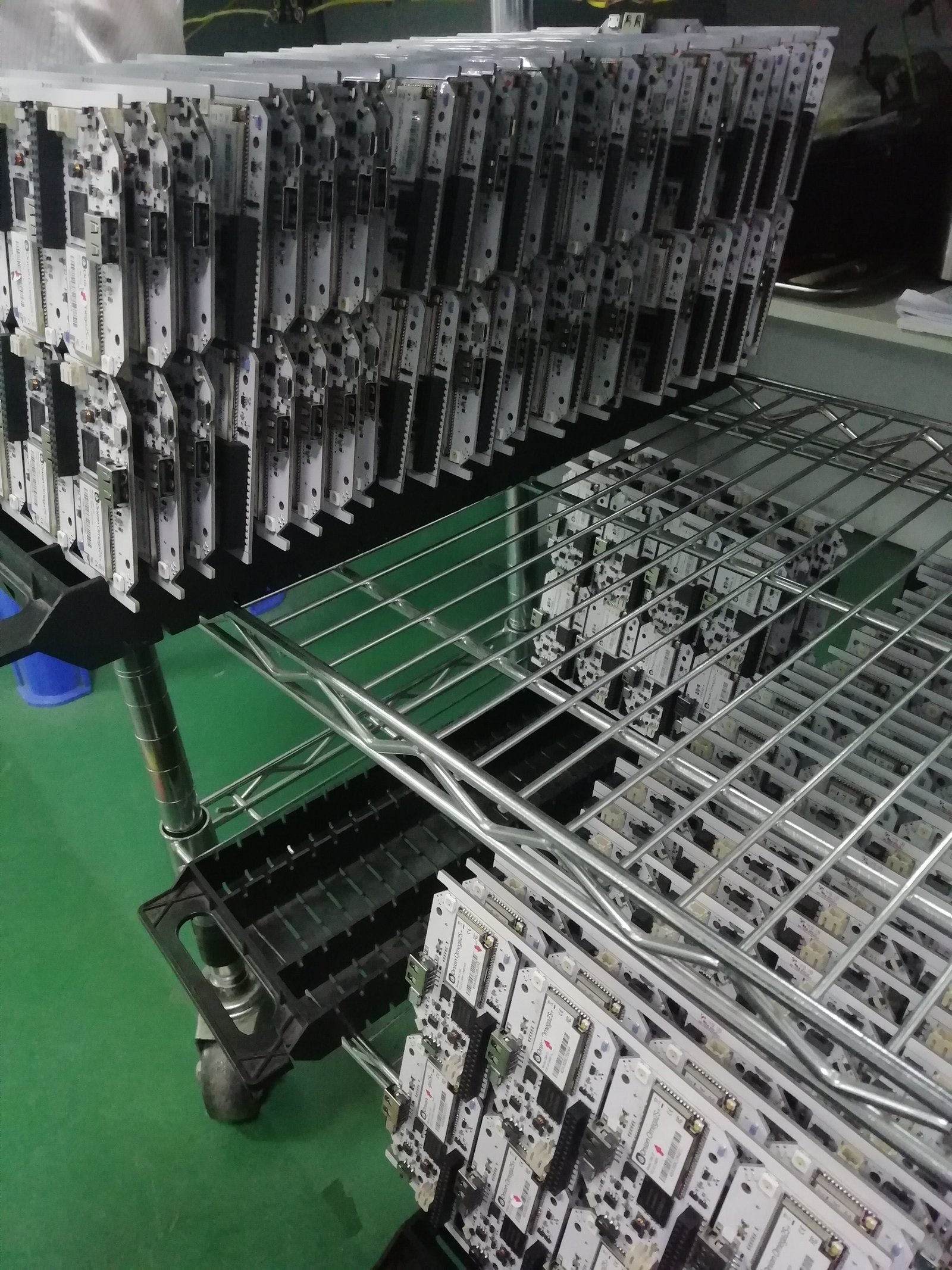 Completed Omega2 Pro units that passed all tests, waiting to be packaged