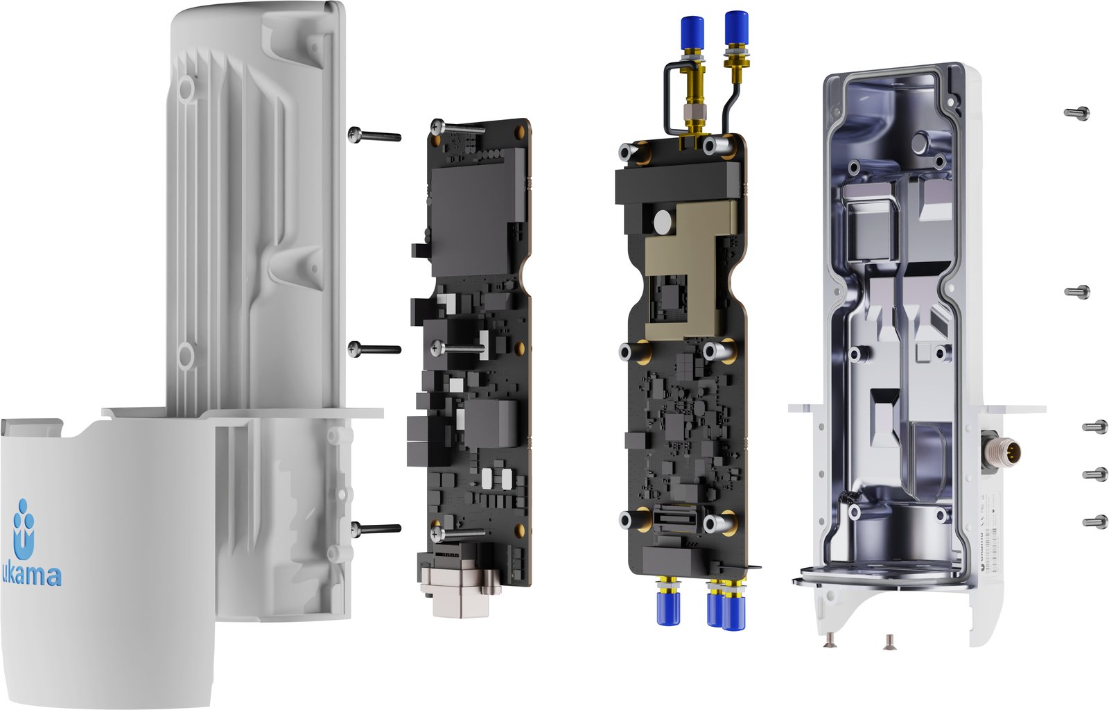Exploded render of Ukama Amplifier Unit