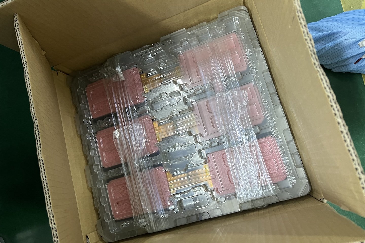 A box of 100 displays from the supplier