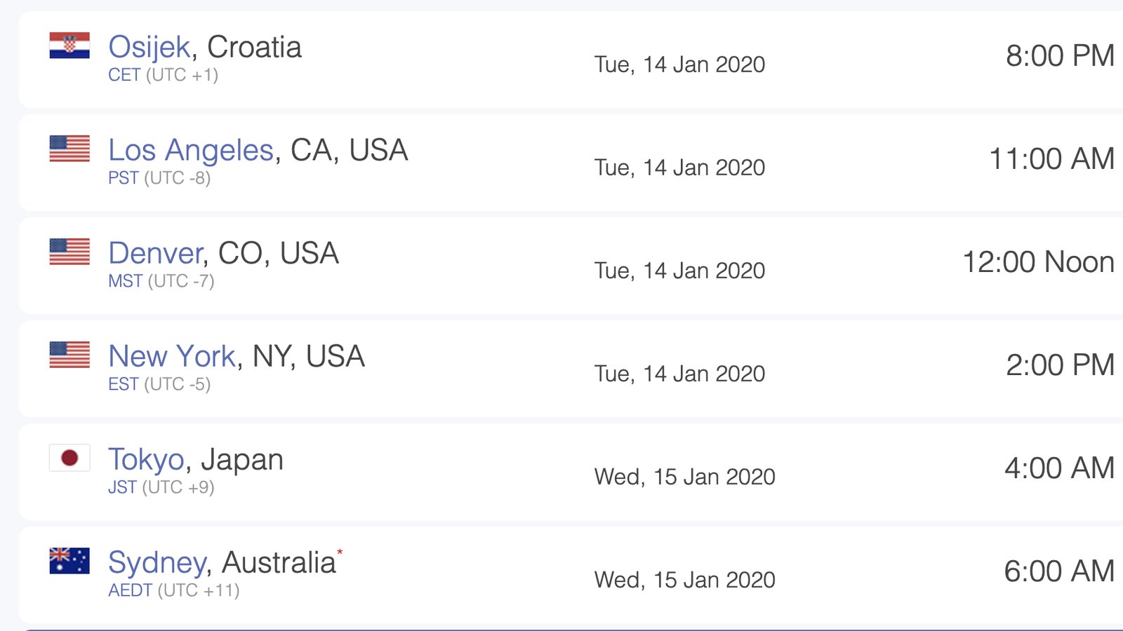Time Zones