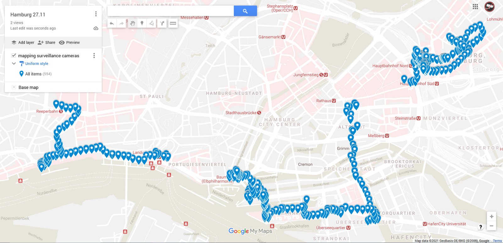Hamburg track recording overview