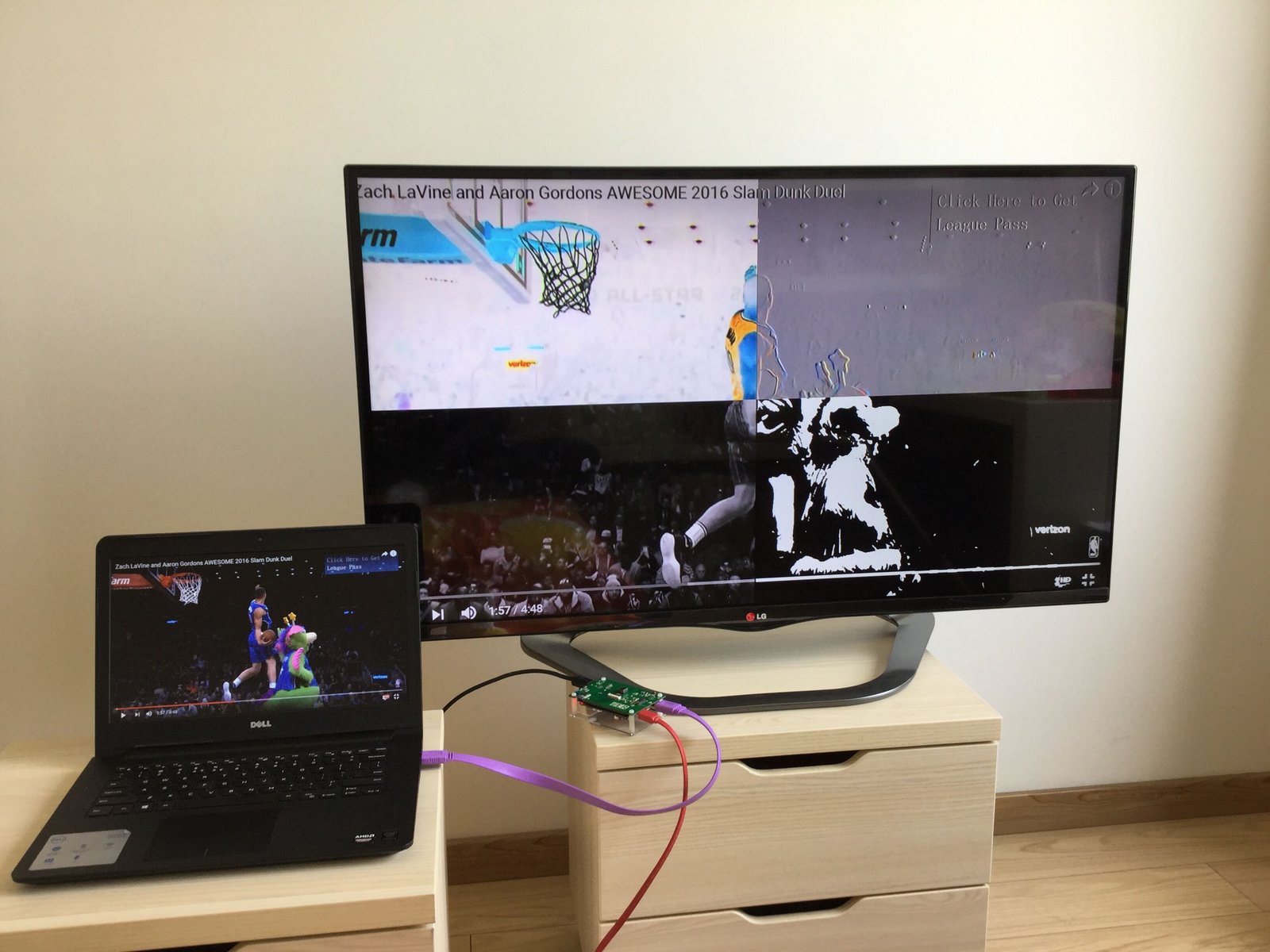 Simultaneously processing video with four different algorithms