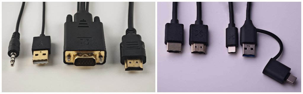 Proudly marked with our TechxArtisan logo, these are samples of the HDMI cable, the short Type-C cable, and the VGA-to-HDMI cable.
