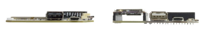Height comparison of Omega2 Pro (left) and Omega2 on Dock (right)