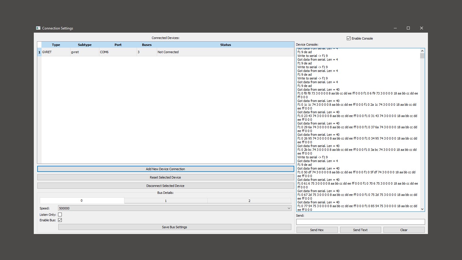 CANFDuino SavvyCAN screenshot