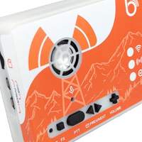 The production Boondock Echo device has a professionally designed vinyl overlay that shows user interface functions on top of a mountainous terrain.